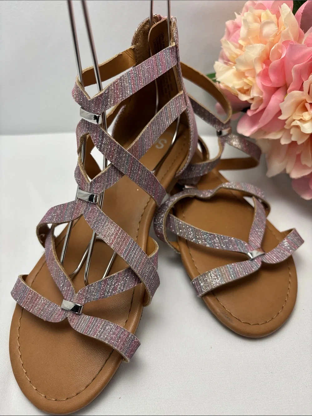 SO Girls 5 Pink/Purple/Blue Glitter‎ Strappy Gladiator Sandals #477